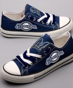 Milwaukee Brewers Limited Print Low Top Canvas Shoes Sport Sneakers For Men Women Fans