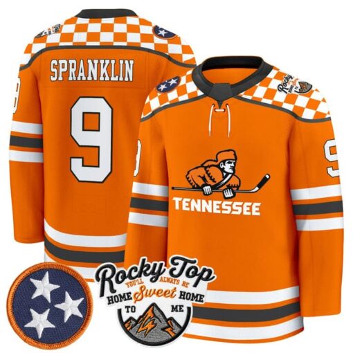 Mitchell Spranklin Jersey #9 Tennessee Volunteers 2025-26 Hockey Premium Stitched - Image 3