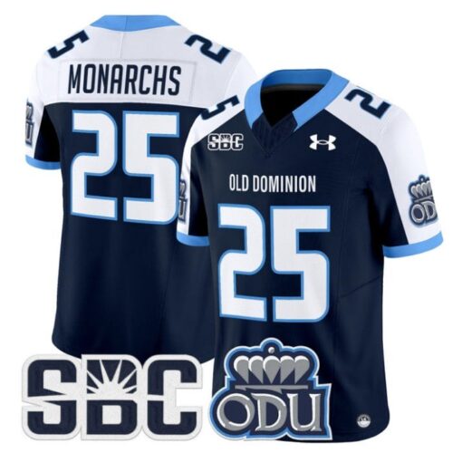 Monarchs Jersey #25 Old Dominion Monarchs 2025 Vapor Limited Stitched Navy Alter