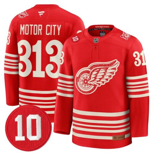 Motor City Jersey #313 Detroit Red Wings #10 Alex Delvecchio Honoring Stitched - Image 3