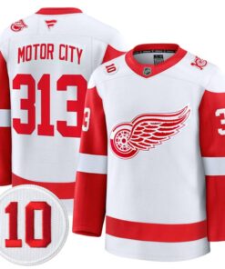 Alternative view of Motor City Jersey #313 Detroit Red Wings #10 Alex Delvecchio Honoring Stitched