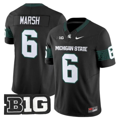 Nick Marsh Jersey #6 Michigan State Spartans 2025 Vapor Stitched Black