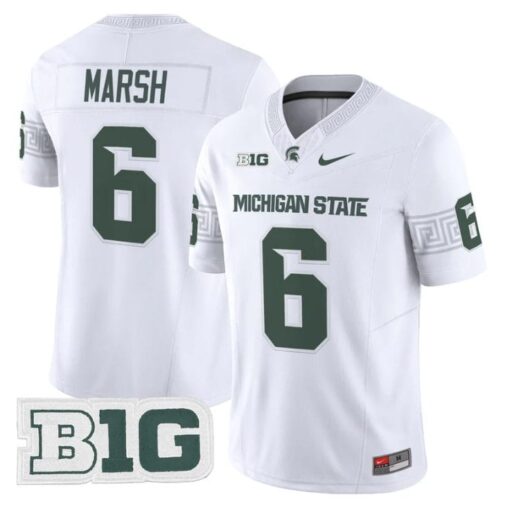 Nick Marsh Jersey #6 Michigan State Spartans 2025 Vapor Stitched White