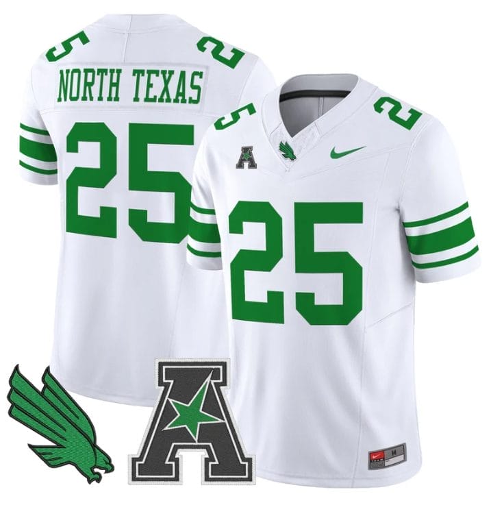 North Texas Jersey #25 North Texas Mean Green 2025 Vapor Stitched White