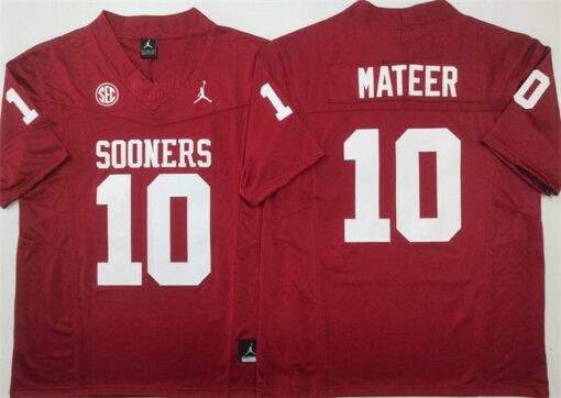 Oklahoma Sooners #10 John Mateer Jersey 2025 F.U.S.E. Football Stitched