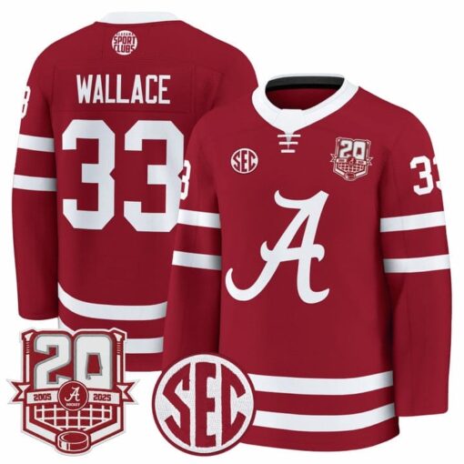 Parks Wallace Jersey #33  Alabama Crimson Tide 2025-26 Premium 20th Anniversary Patch Stitched - Image 3