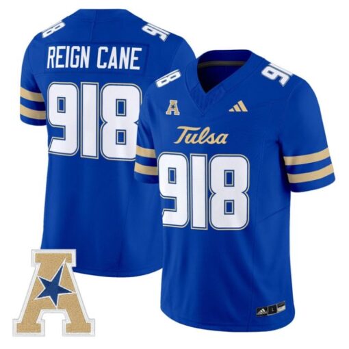 Reign Cane Jersey #918 Tulsa Golden Hurricane 2025 Vapor Stitched Royal