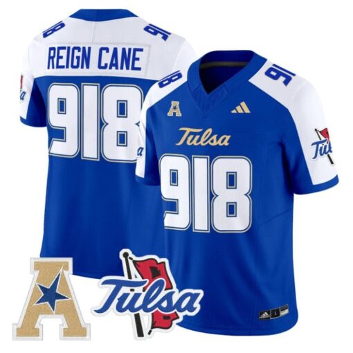 Reign Cane Jersey #918 Tulsa Golden Hurricane 2025 Vapor Stitched Royal Alter