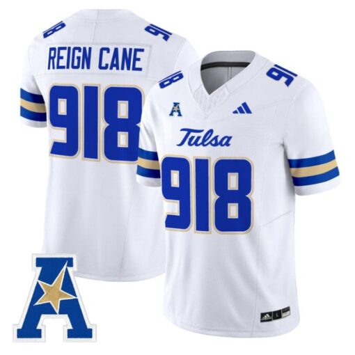 Reign Cane Jersey #918 Tulsa Golden Hurricane 2025 Vapor Stitched White
