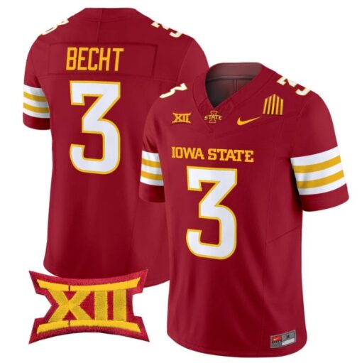 Rocco Becht Jersey #3 Iowa State Cyclones 2025 Limited Stitched Cardinal