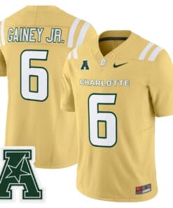 Rod Gainey Jr Jersey 6 Charlotte 49ers 2025 Vapor Limited Stitched Gold