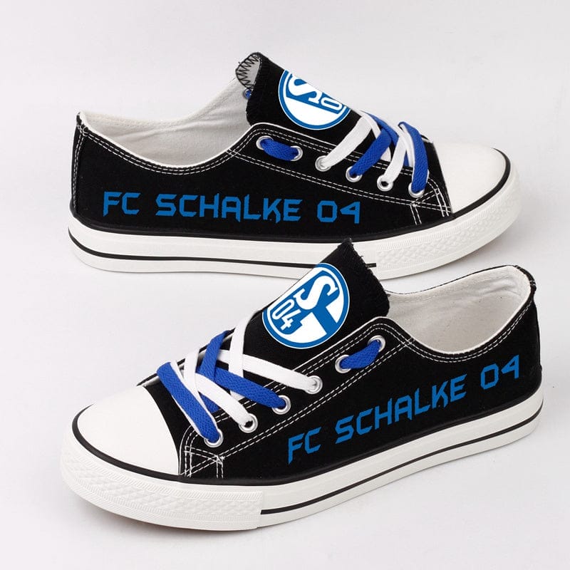 Schalke 04 Low Top Canvas Sport Sneakers Shoes For Men Women Fans