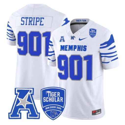 Stripe Jersey #901 Memphis Tigers 2025 Vapor Limited Stitched White