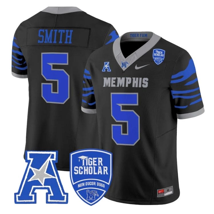 Sutton Smith Jersey #5 Memphis Tigers 2025 Vapor Limited Stitched Black
