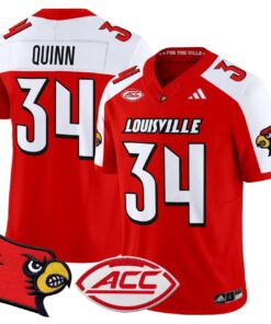 TJ Quinn Jersey 34 Louisville Cardinals 2025 Vapor Stitched Red Alter