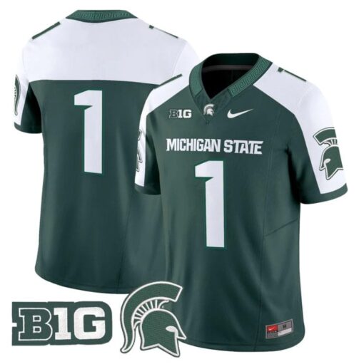 Team Jersey #1 Michigan State Spartans 2025 Vapor Limited Stitched Green Alter