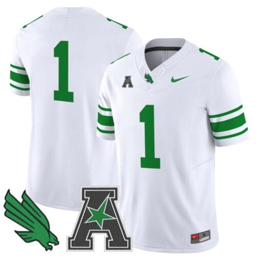 Team Jersey #1 North Texas Mean Green 2025 Vapor Limited Stitched White