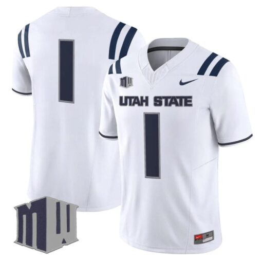 Team Jersey #1 Utah State Aggies 2025 Vapor Limited Stitched White