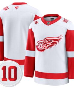 Alternative view of Team Jersey #25 Detroit Red Wings #10 Alex Delvecchio Honoring Stitched
