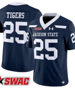 Tigers Jersey 25 Jackson State Tigers 2025 Vapor Limited Stitched Navy
