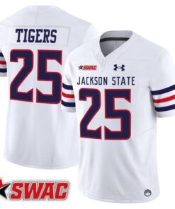 Tigers Jersey 25 Jackson State Tigers 2025 Vapor Limited Stitched White