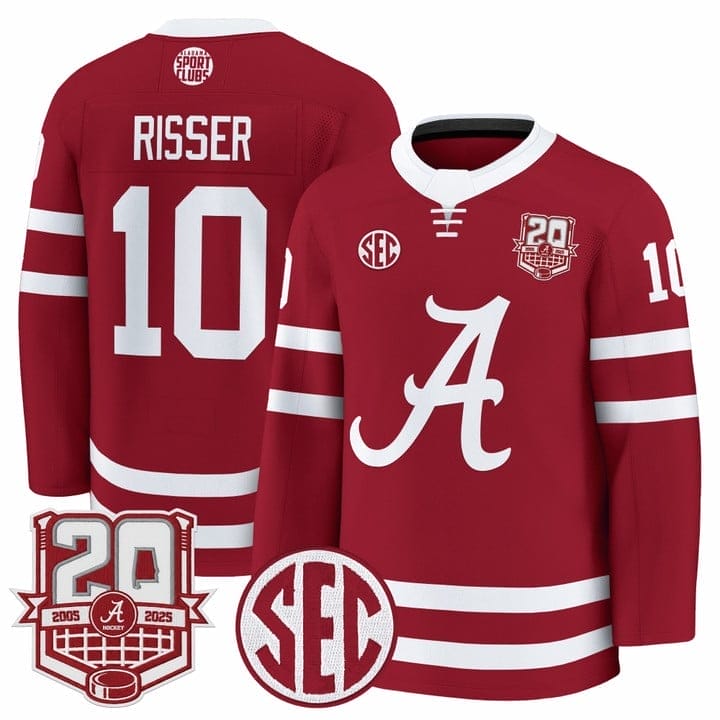 Trevor Risser Jersey #10  Alabama Crimson Tide 2025-26 Premium 20th Anniversary Patch Stitched - Image 3