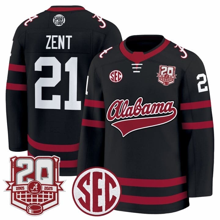Tyler Zent Jersey #21  Alabama Crimson Tide 2025-26 Premium 20th Anniversary Patch Stitched