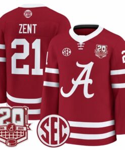 Tyler Zent Jersey 21 Alabama Crimson 2025 26 20th Patch Stitched Crimson 7a582ea9 1042 45ec b976 0b458eec28c2