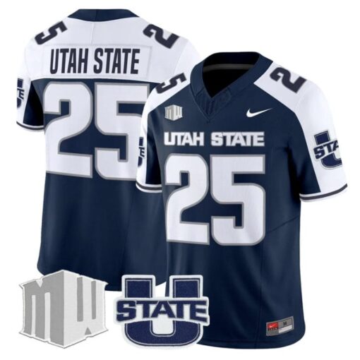 Utah State Jersey #25 Utah State Aggies 2025 Vapor Limited Stitched Navy Alter