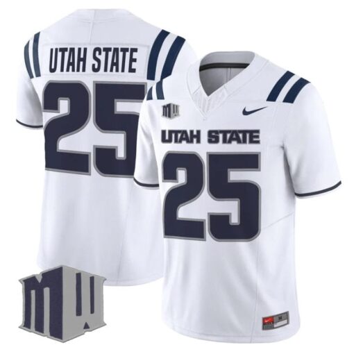 Utah State Jersey #25 Utah State Aggies 2025 Vapor Limited Stitched White