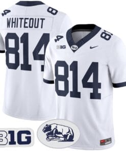 WHITEOUT Jersey 814 Penn State Nittany Lions 2025 Throwback Stitched White