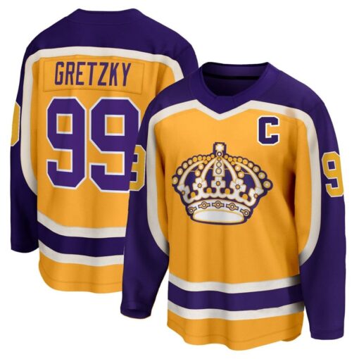 Wayne Gretzky Jersey #99  Los Angeles Kings Gold Purple All Stitched