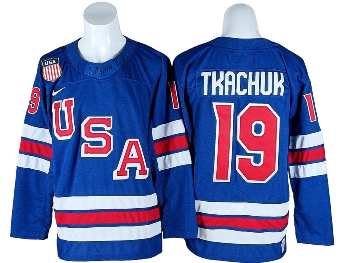 2026 Winter Olympics Team USA #19 Matthew Tkachuk Blue Hockey Jersey Stitched