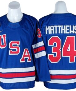2026 Winter Olympics Team USA #34 Auston Matthews Blue Hockey Jersey Stitched