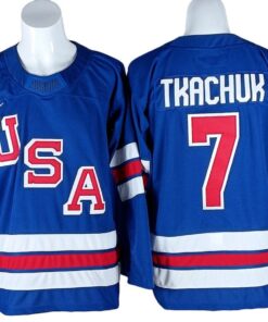 2026 Winter Olympics Team USA #7 Brady Tkachuk Blue Hockey Jersey Stitched