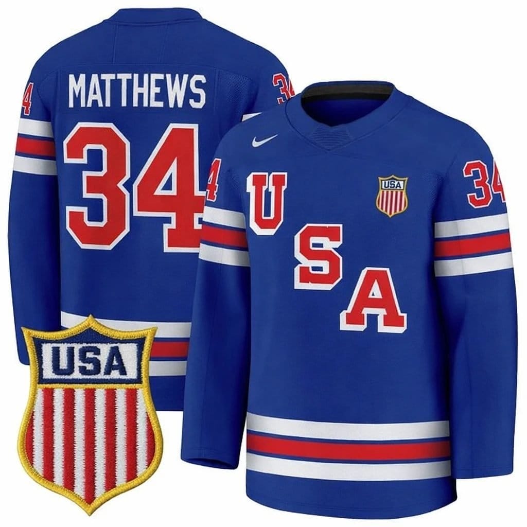 AustonMatthewsJersey 34TeamUSAWinterOlympics2026HockeyPremiumSTITCHEDBlue