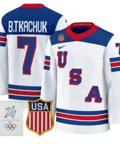 Alternative view of Brady Tkachuk Jersey #7 USA Olympic 2026 Premium Hockey All Stitched