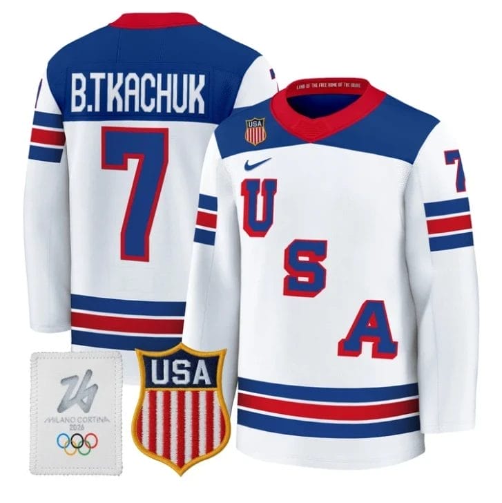 Brady Tkachuk Jersey #7 USA Olympic 2026 Premium Hockey All Stitched - Image 2