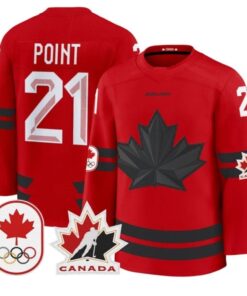 Alternative view of Brayden Point Jersey #21 Canada Olympic 2026 Premium Hockey All Stitched