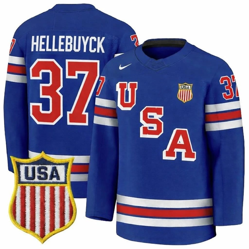 ConnorHellebuyckJersey 37TeamUSAWinterOlympics2026HockeyBlueSTITCHED