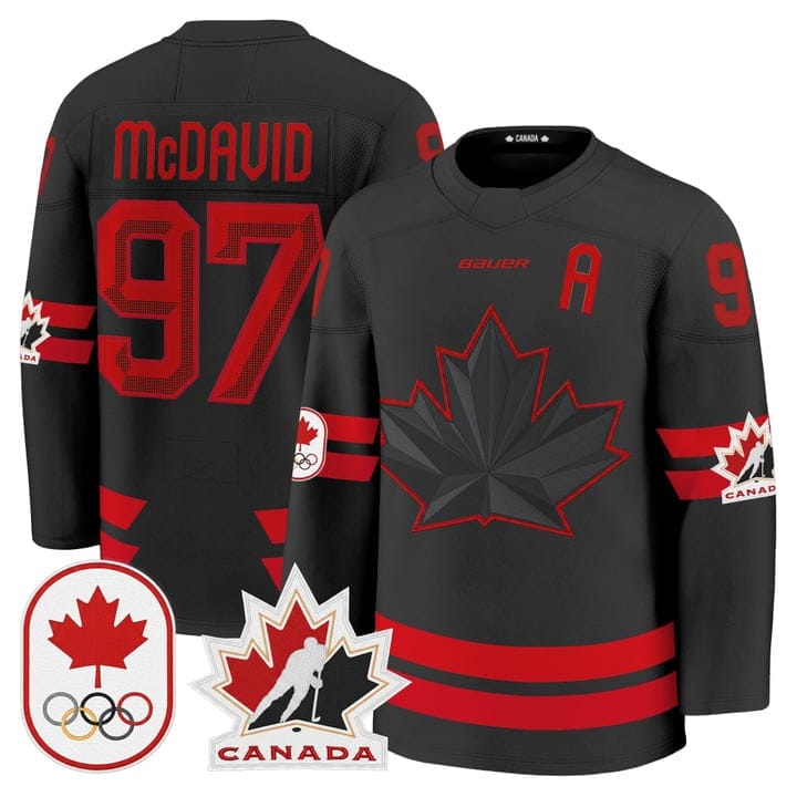 Connor McDavid Jersey 97 Canada Olympic Premium Hockey 2026 Stitched Black