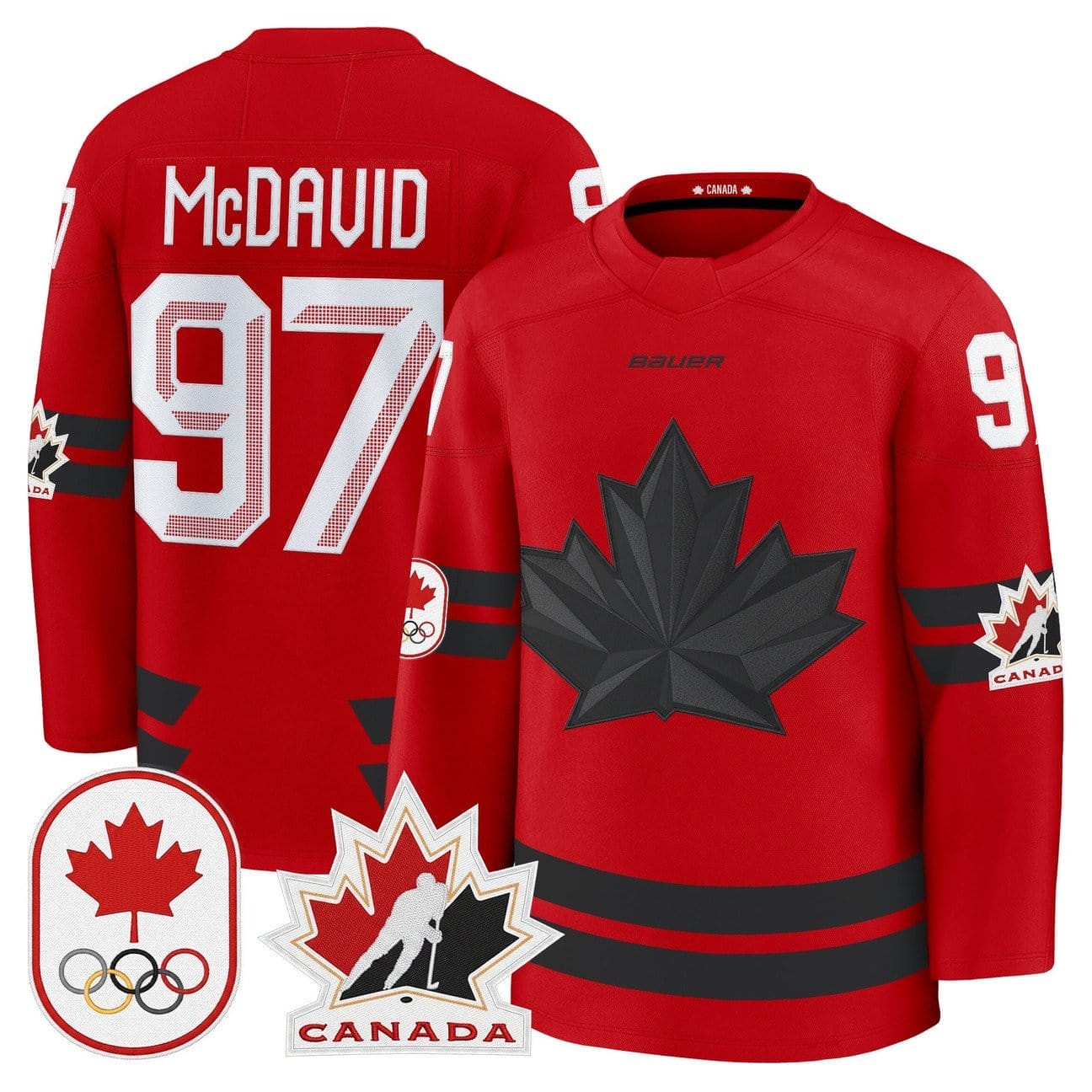 Connor McDavid Jersey #97 Canada Olympic Premium Hockey Stitched - Image 2