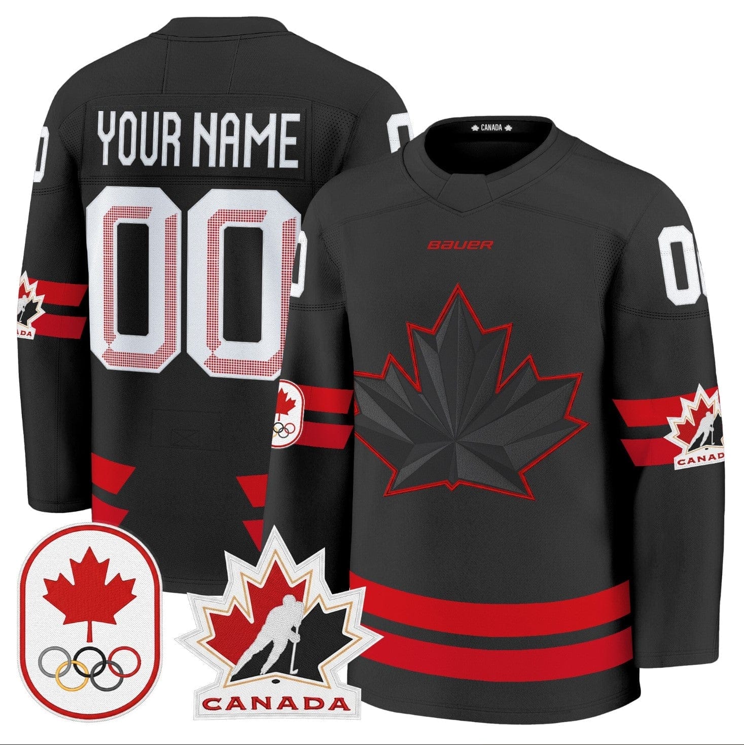 Custom Canada Olympic Jersey 2026 Name Number Premium Hockey Stitched Black