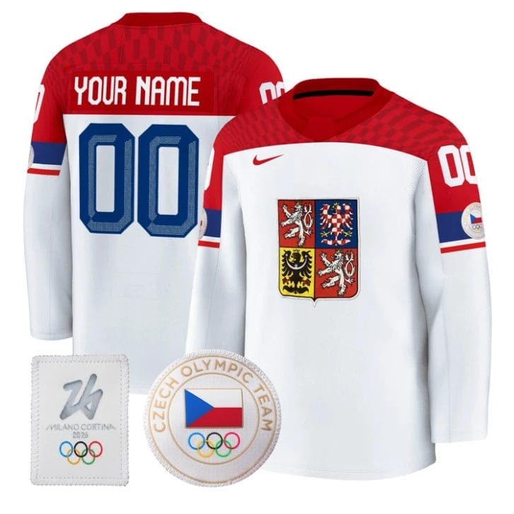 Custom Czechia Olympic Jersey Name, Number 2026 Premium Hockey All Stitched - Image 2