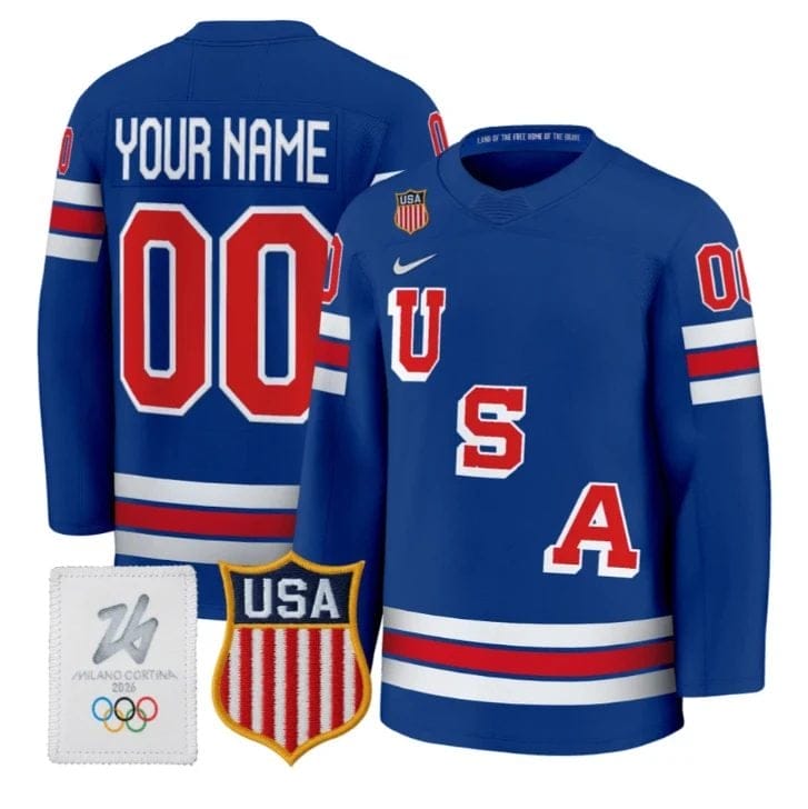 Custom USA Olympic Jersey Name Number 2026 Premium Hockey All Stitched Royal