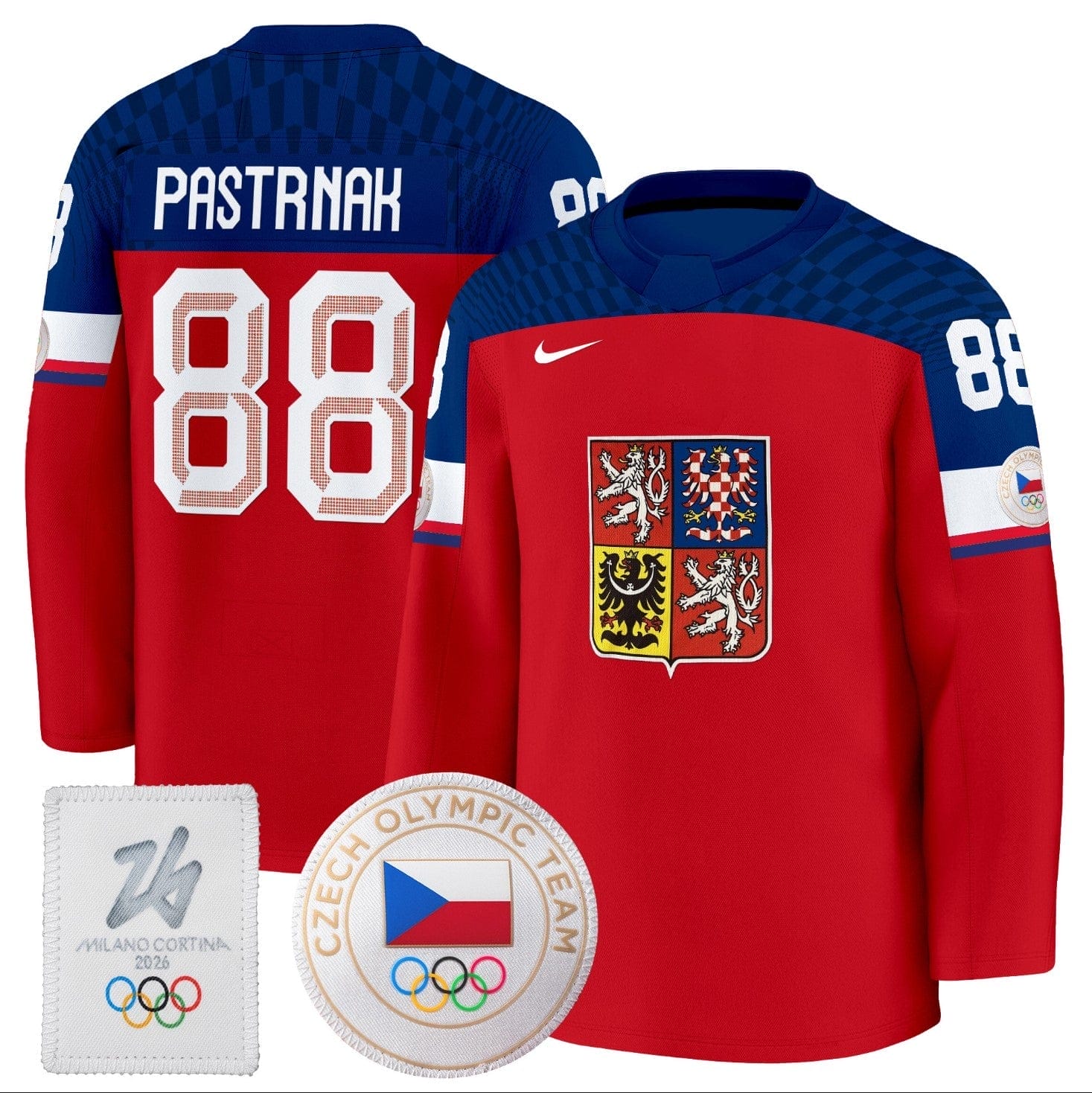 David Pastrnak Jersey #88 Czechia Olympic 2026 Premium Hockey Stitched Red