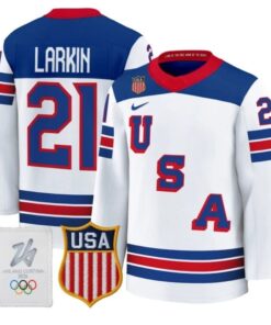 Alternative view of Dylan Larkin Jersey #21 USA Olympic 2026 Premium Hockey All Stitched