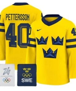 Elias Pettersson Jersey #40 Sweden Olympic 2026 Premium Hockey All Stitched