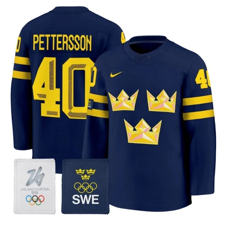 Elias Pettersson Jersey #40 Sweden Olympic 2026 Premium Hockey All Stitched - Image 2