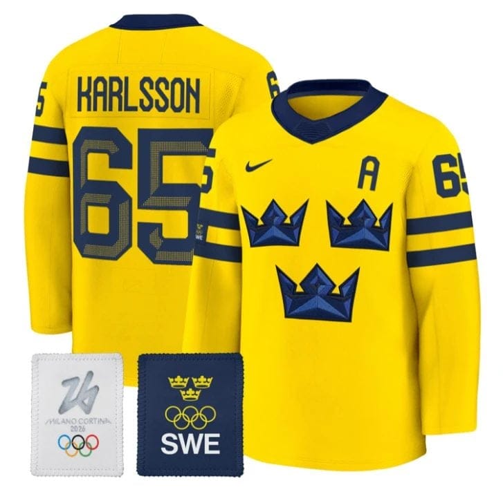 Erik Karlsson Jersey #65 Sweden Olympic 2026 Premium Hockey All Stitched